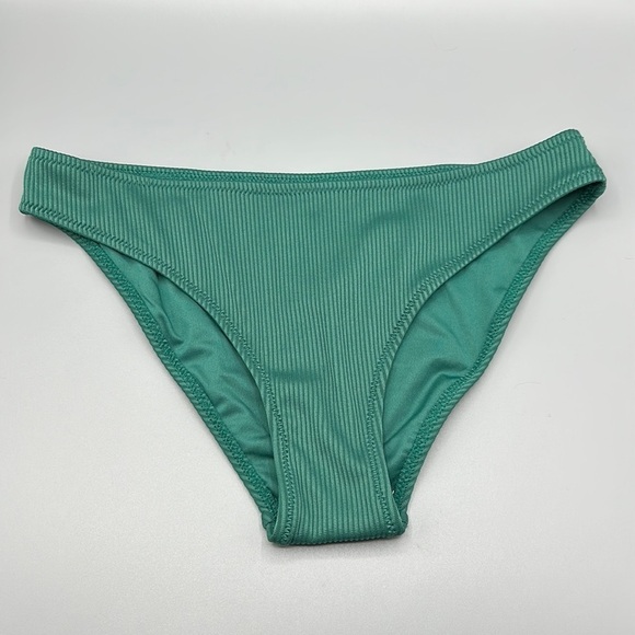 CUPSHE Green Ribbed Sexy Low Cut Bikini Bottoms Women's Size Medium NWT - Picture 1 of 5